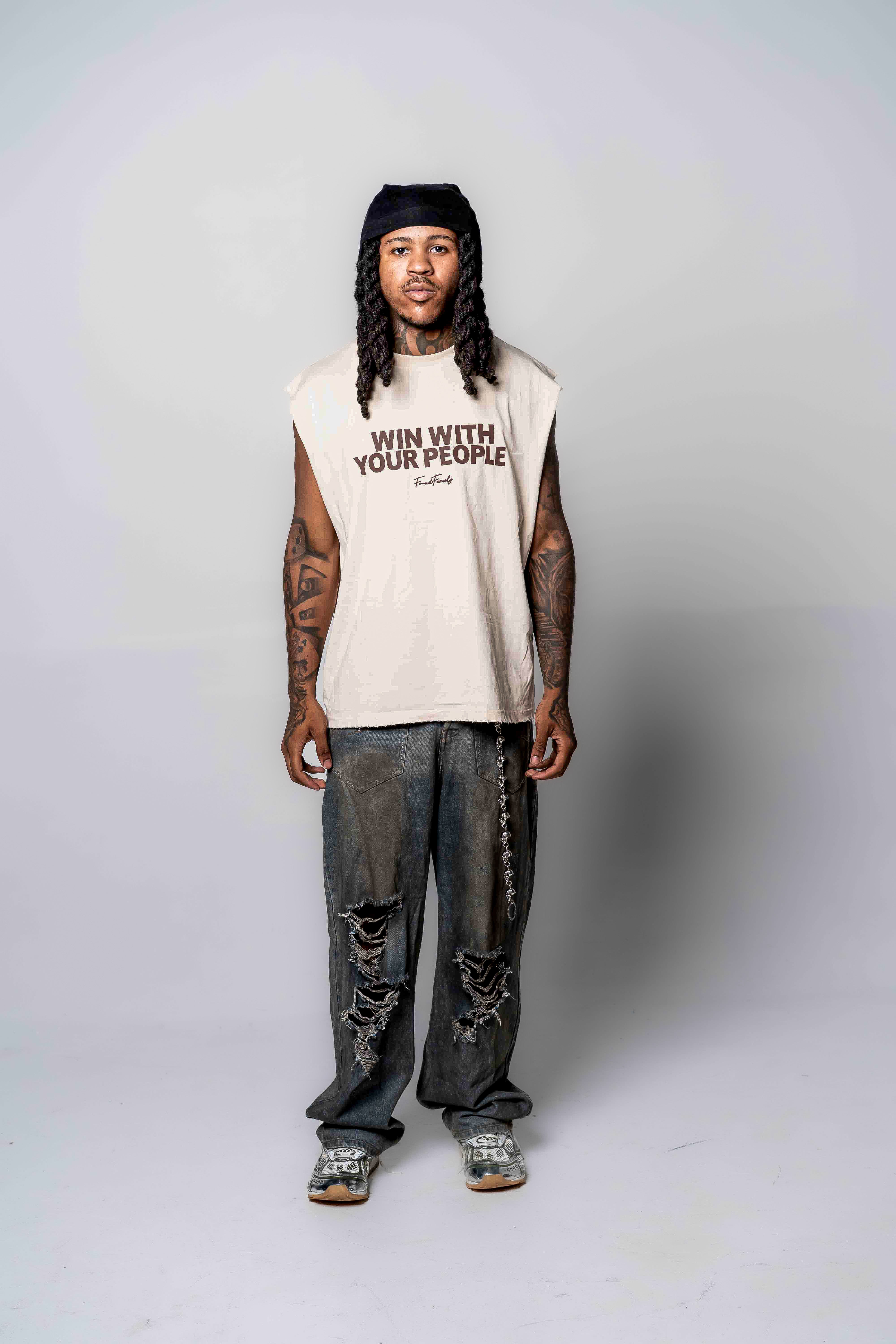 WWYP SLEEVLESS TEE (CREAM)