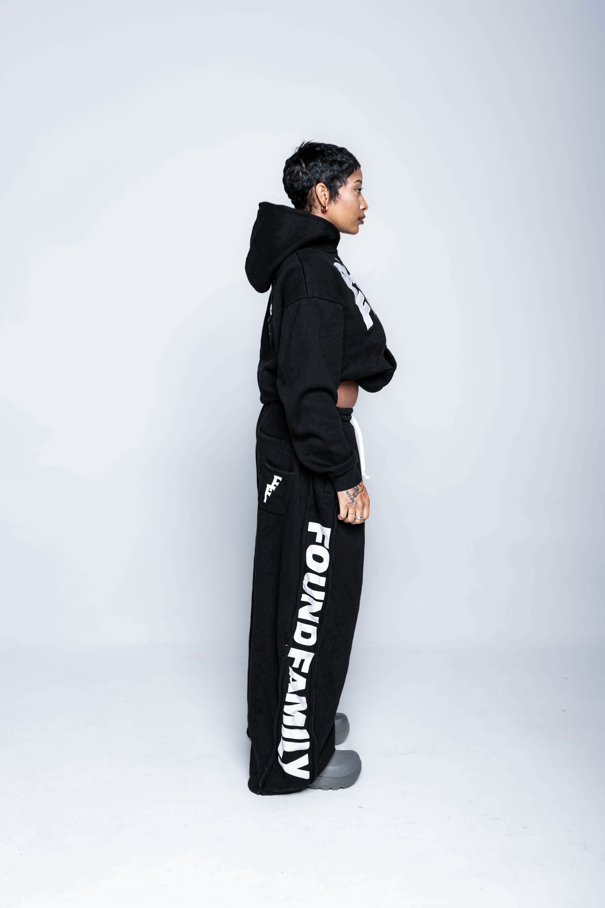 Jet Black "FF" Barrel Pants