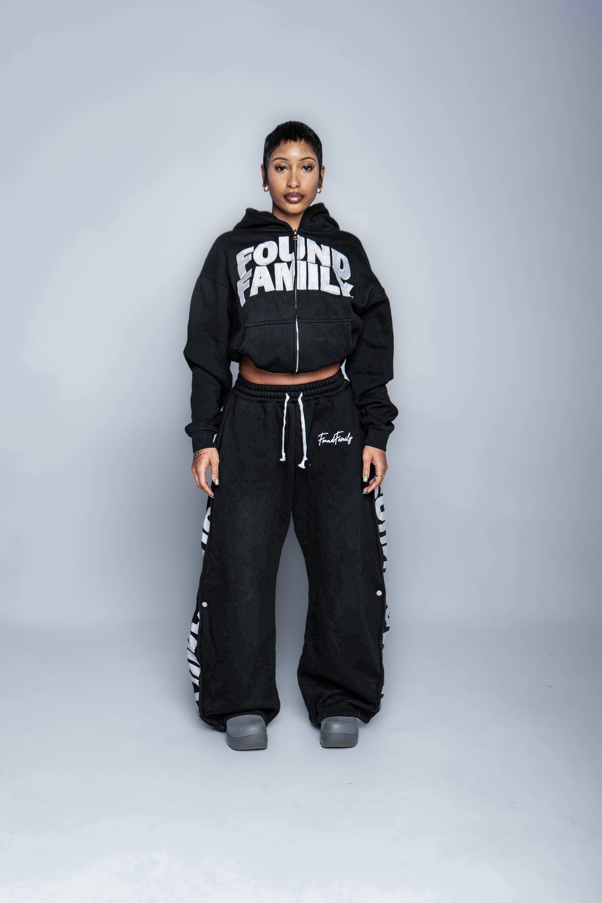 Jet Black "FF" Barrel Pants