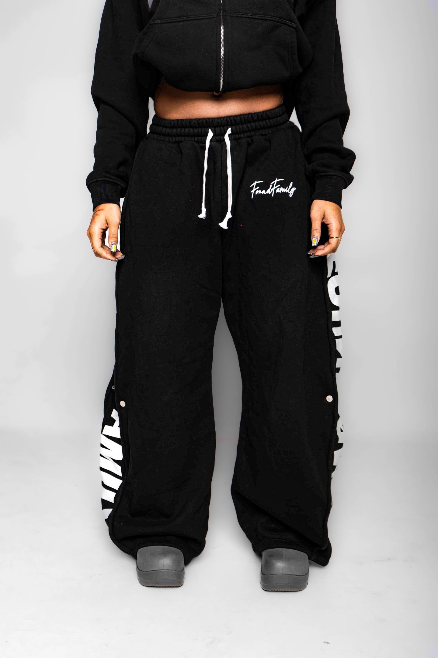 Jet Black "FF" Barrel Pants